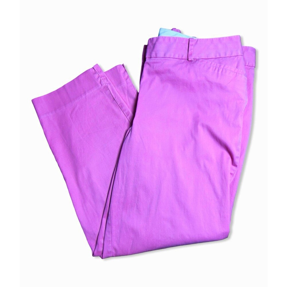 Talbots Pink Stretch Twill Crop Pants Size 14 Straight Leg Pockets 30" Inseam
